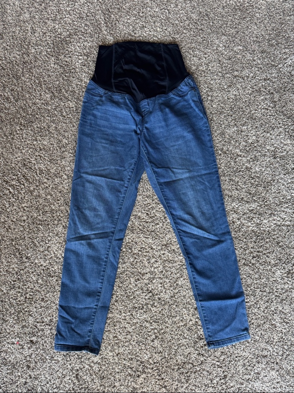 Maternity Blue Denim Skinny Jeans with Full Stretch Panel